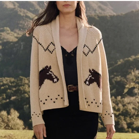 The Great. The Horse Lodge Cardigan in Cream • NWT - Picture 1 of 10